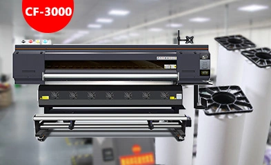 CF-3000 Large-Format Sublimation Printer with Jumbo Paper Rolls in Printing Factory