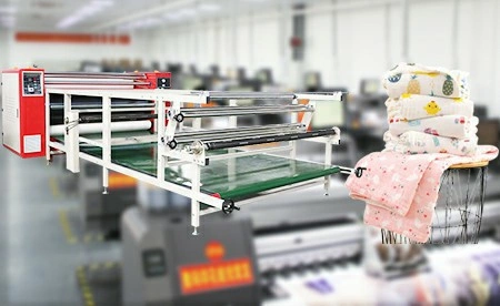 Large Format Heat Transfer Machine for Custom Printed Home Textiles in Printing Factory