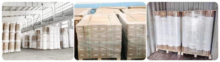 sealed sublimation paper rolls packed for shipping